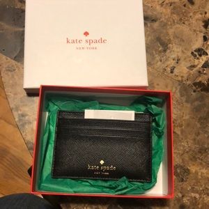 Kate Spade black glitter Greta card case wallet